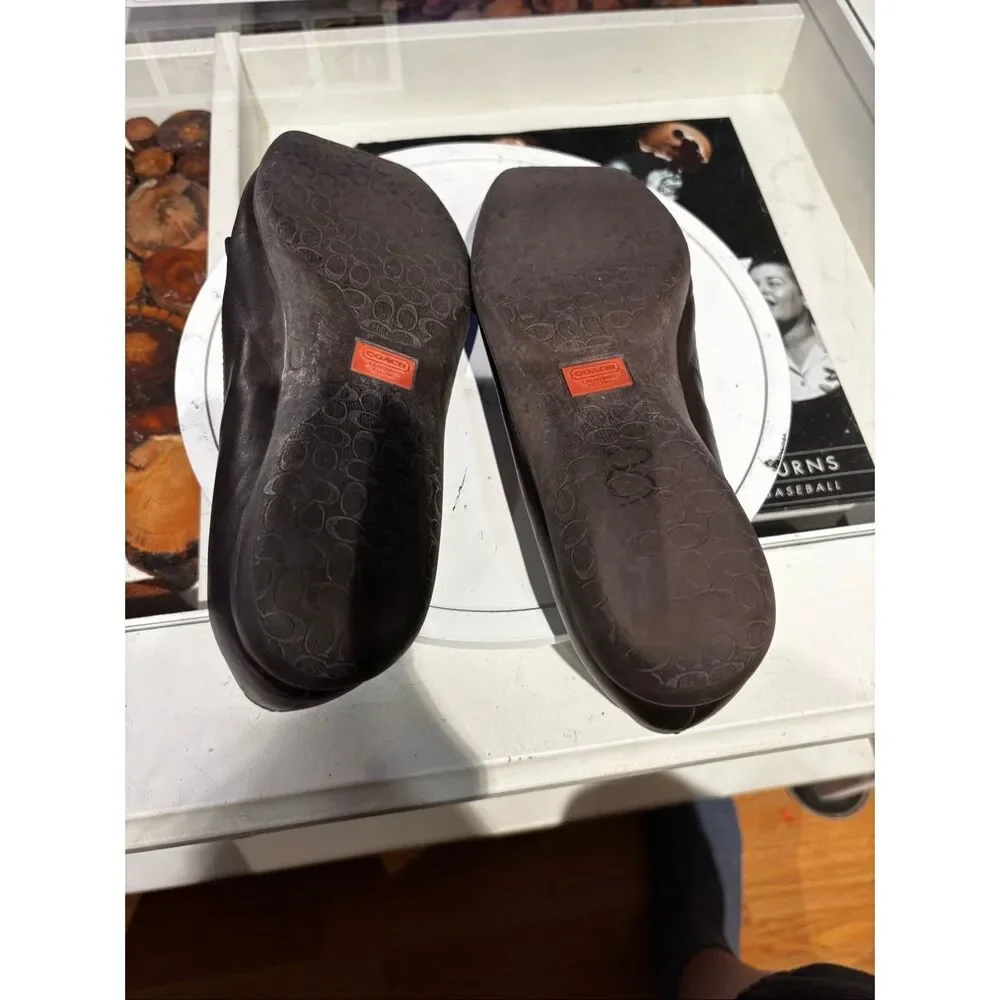 Coach‎ Dorie Loafer Leather Horsebit Equestrian Women Brown Silver Size 6-1/2